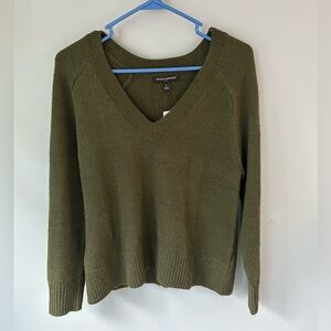 Banana Republic Olive Green Relaxed V-Neck Sweater